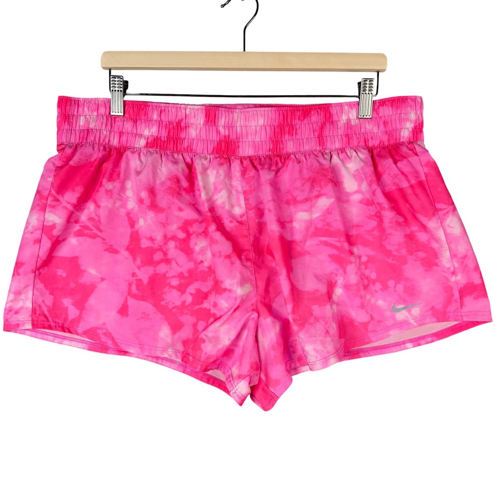 Nike Dri-FIT Running Shorts Womens XL Pink Floral Tie Dye Activewear